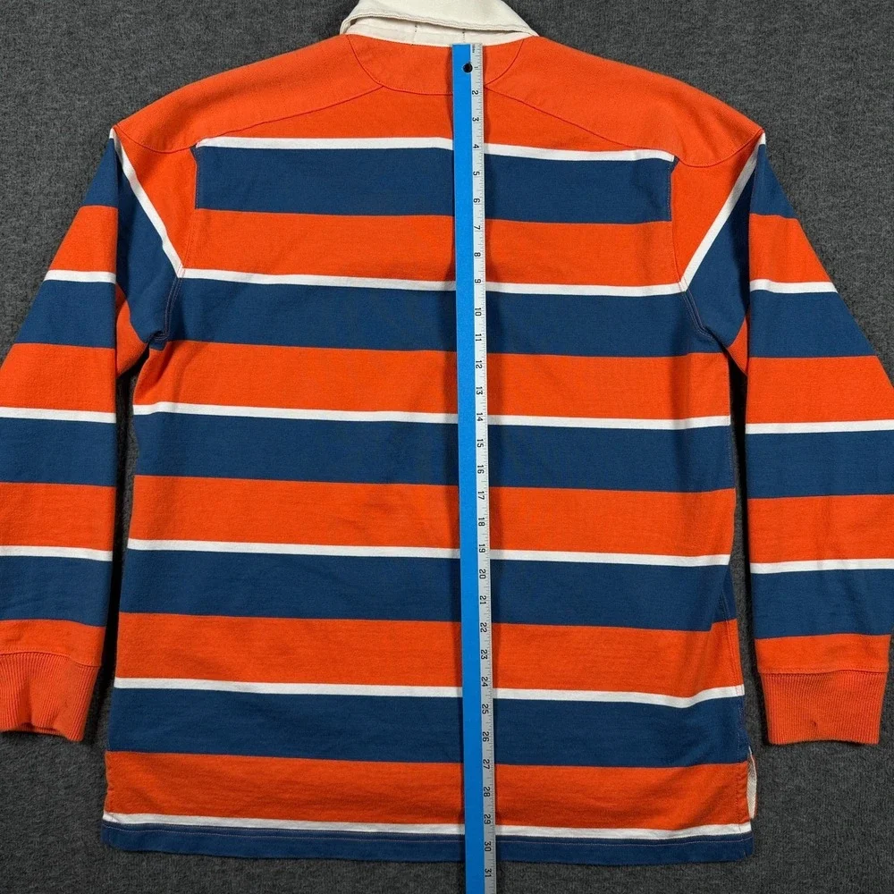 VTG Ralph Lauren Polo Jeans Co Rugby Shirt Mens Large Orange Navy Stripe 90s Y2K